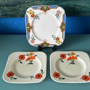 3 Antique Deco Plates Woods Ivory Ware &  H&K Tunstall